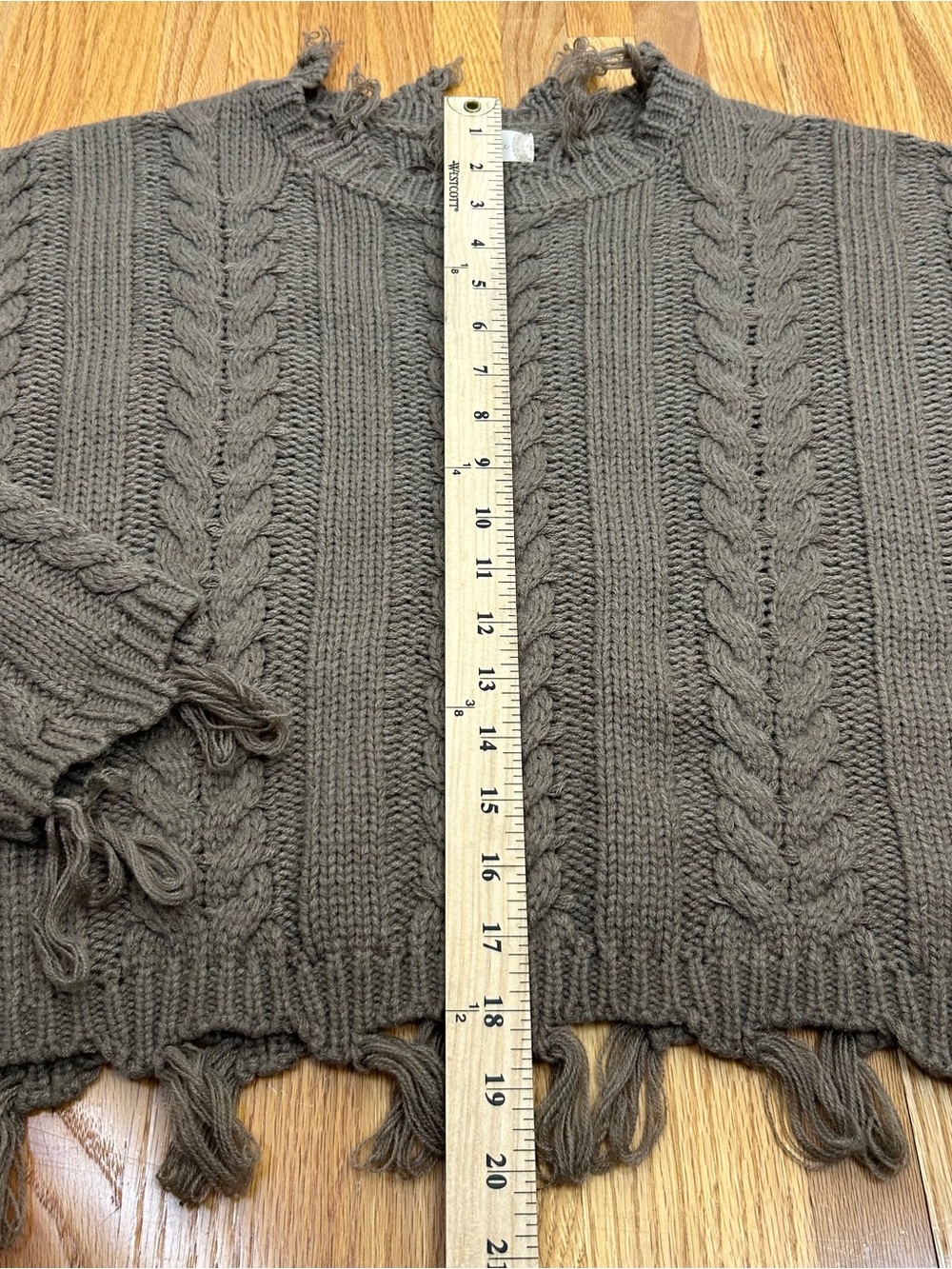 Altar’d State Knit Crop Cable Fringe Sweater - Picture 10 of 11